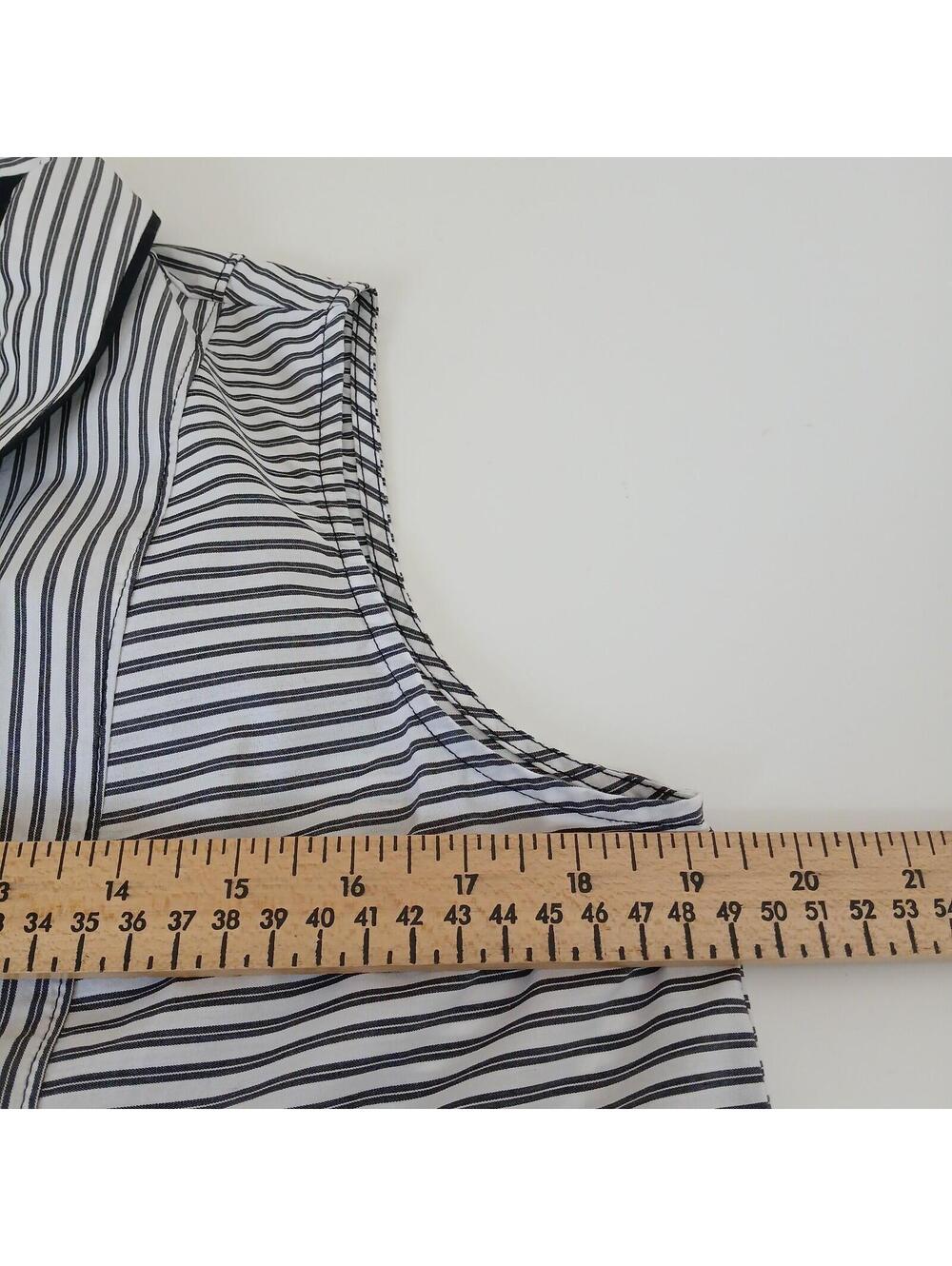 Calvin Klein Sleeveless Button Front Stripe Shirt Women Medium Cotton - Picture 5 of 7